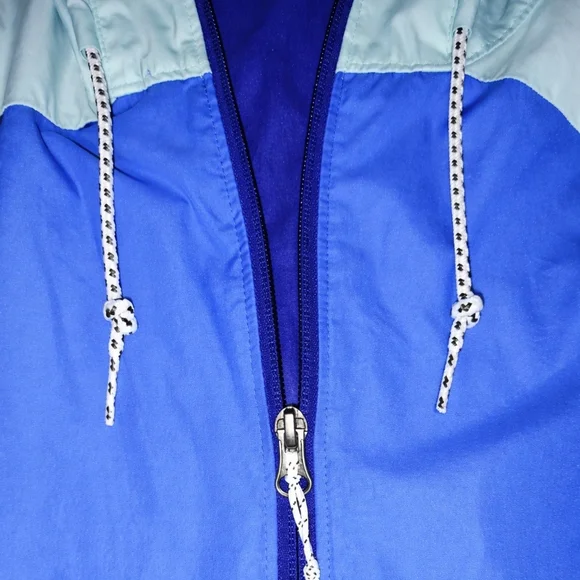 Columbia Blue Colorblock Windbreaker Jacket M Hooded - Picture 4 of 9